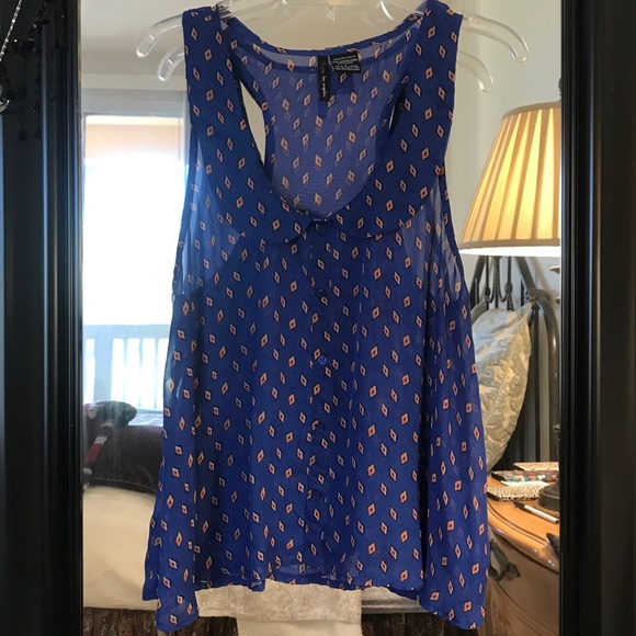 Sheer Cobalt Tank/Blouse - Picture 3 of 8